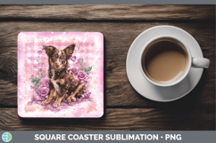 GorgeousDogs 01 Checker Valentine Square Coaster design.