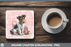 GorgeousDogs 01 Checker Valentine Square Coaster design.