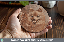 GorgeousDogs 01 Copper Relief Round Coaster design.