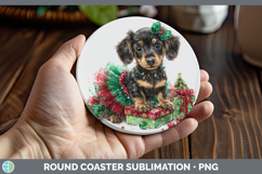 GorgeousDogs 01 Cute Christmas Round Coaster design.
