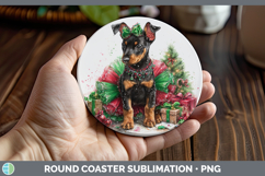 GorgeousDogs 01 Cute Christmas Round Coaster design.