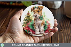 GorgeousDogs 01 Cute Christmas Round Coaster design.
