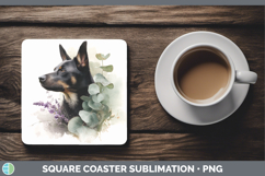 GorgeousDogs 01 Lavender and Eucalyptus Square Coaster design.