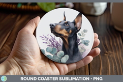GorgeousDogs 01 Lavender and Eucalyptus Round Coaster design.