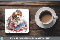 GorgeousDogs 01 Patriotic Square Coaster design.