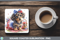 GorgeousDogs 01 Patriotic Square Coaster design.