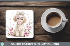 GorgeousDogs 01 Pink Bubble Gum Square Coaster design.