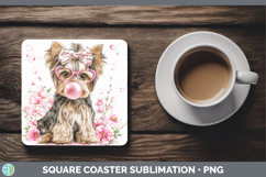 GorgeousDogs 01 Pink Bubble Gum Square Coaster design.