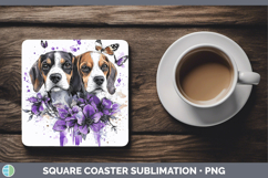 GorgeousDogs 01 Purple Drips Square Coaster design.