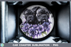 GorgeousDogs 01 Purple Drips Car Coaster design.