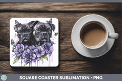 GorgeousDogs 01 Purple Drips Square Coaster design.