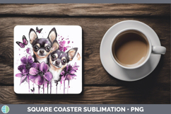 GorgeousDogs 01 Purple Drips Square Coaster design.