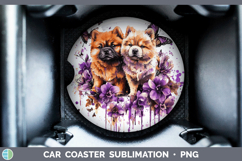 GorgeousDogs 01 Purple Drips Car Coaster design.