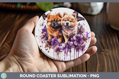 GorgeousDogs 01 Purple Drips Round Coaster design.