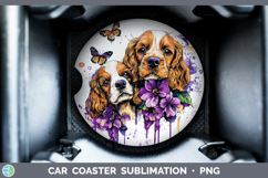 GorgeousDogs 01 Purple Drips Car Coaster design.