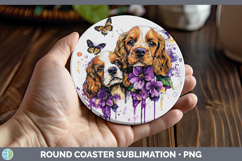 GorgeousDogs 01 Purple Drips Round Coaster design.