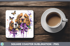 GorgeousDogs 01 Purple Drips Square Coaster design.