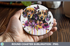 GorgeousDogs 01 Purple Drips Round Coaster design.