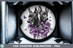 GorgeousDogs 01 Purple Drips Car Coaster design.