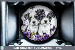 GorgeousDogs 01 Purple Drips Car Coaster design.
