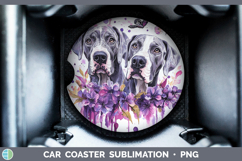 GorgeousDogs 01 Purple Drips Car Coaster design.