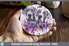 GorgeousDogs 01 Purple Drips Round Coaster design.