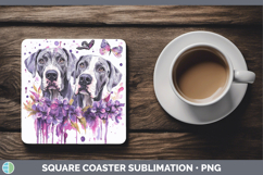 GorgeousDogs 01 Purple Drips Square Coaster design.