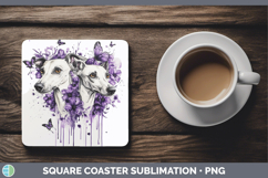 GorgeousDogs 01 Purple Drips Square Coaster design.