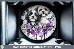 GorgeousDogs 01 Purple Drips Car Coaster design.