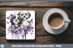 GorgeousDogs 01 Purple Drips Square Coaster design.