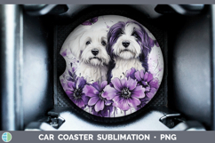GorgeousDogs 01 Purple Drips Car Coaster design.