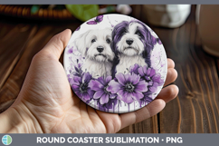 GorgeousDogs 01 Purple Drips Round Coaster design.