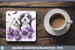 GorgeousDogs 01 Purple Drips Square Coaster design.