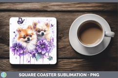 GorgeousDogs 01 Purple Drips Square Coaster design.