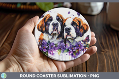 GorgeousDogs 01 Purple Drips Round Coaster design.