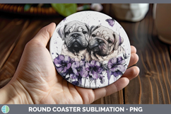 GorgeousDogs 01 Purple Drips Round Coaster design.