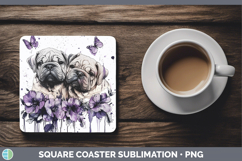 GorgeousDogs 01 Purple Drips Square Coaster design.