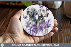 GorgeousDogs 01 Purple Drips Round Coaster design.