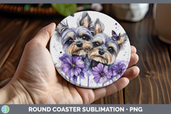 GorgeousDogs 01 Purple Drips Round Coaster design.