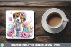 GorgeousDogs 01 Rainbow Summer Square Coaster design.