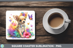 GorgeousDogs 01 Rainbow Summer Square Coaster design.