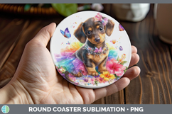 GorgeousDogs 01 Rainbow Summer Round Coaster design.