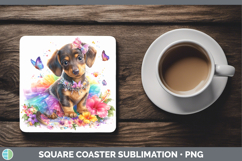 GorgeousDogs 01 Rainbow Summer Square Coaster design.