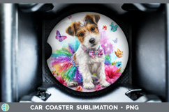 GorgeousDogs 01 Rainbow Summer Car Coaster design.