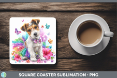 GorgeousDogs 01 Rainbow Summer Square Coaster design.