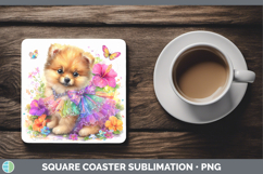 GorgeousDogs 01 Rainbow Summer Square Coaster design.