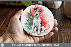 GorgeousDogs 01 Splash Christmas Round Coaster design.