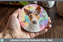 GorgeousDogs 01 Tie Dye Round Coaster design.