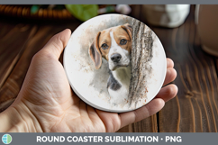 GorgeousDogs 01 Tree Peek Round Coaster design.