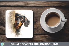 GorgeousDogs 01 Tree Peek Square Coaster design.